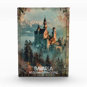 Bavaria Neuschwanstein Castle Vintage  Photo Block