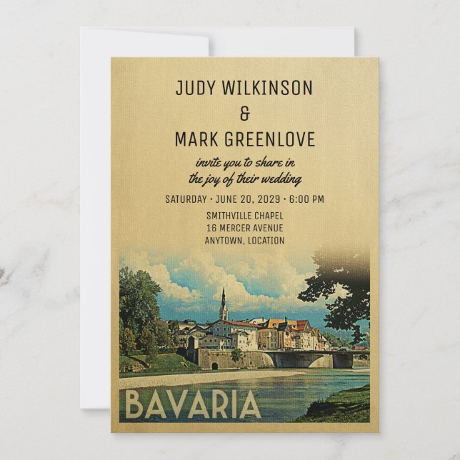 Bavaria Wedding Invitation Germany Bad Tolz Isar (Front)