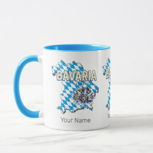 Bavaria with Vintage Map and Edelweiss Design Mug
