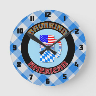 Bavarian American Beer Stein Round Clock