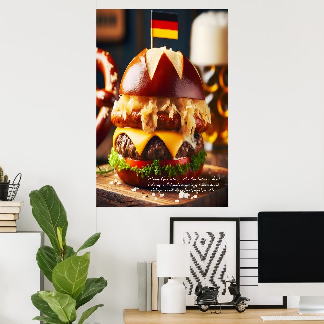 Bavarian Brat Burger Bliss 24x36 Poster (Home Office)
