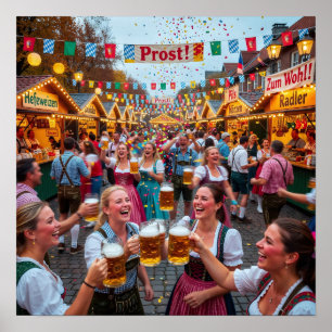 Bavarian Festival Cheers at Dusk Poster