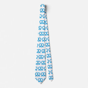 Bavarian Flag Colors Blue Pretzel Oktoberfest Tie