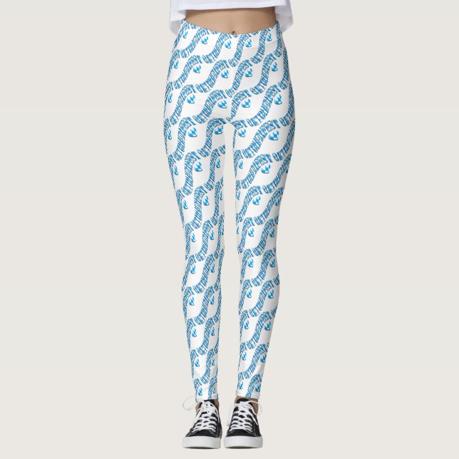 Bavarian Flag Colours Cute Oktoberfest Leggings (Front)
