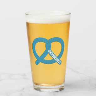 Bavarian Flag Colours Pretzel Brezel Oktoberfest Glass