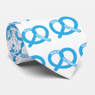 Bavarian Flag Colours Pretzel Oktoberfest 2023 Tie