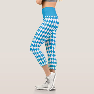 Bavarian Flag Pattern Oktoberfest Capri Leggings