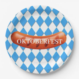 Bavarian Geometric pattern Oktoberfest Paper Paper Plate
