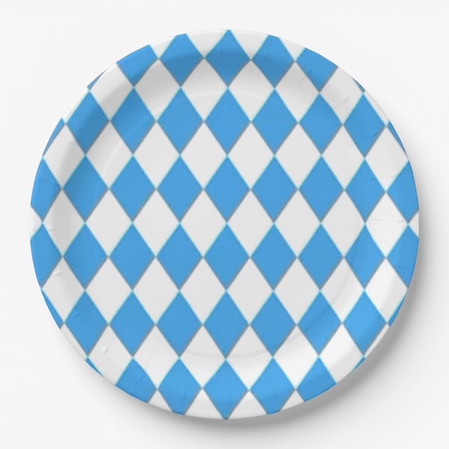 Bavarian Geometric pattern Oktoberfest  Paper Plate (Front)