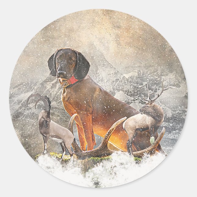 Bavarian Mountain Hound,  Art    Classic Round Sticker (Front)