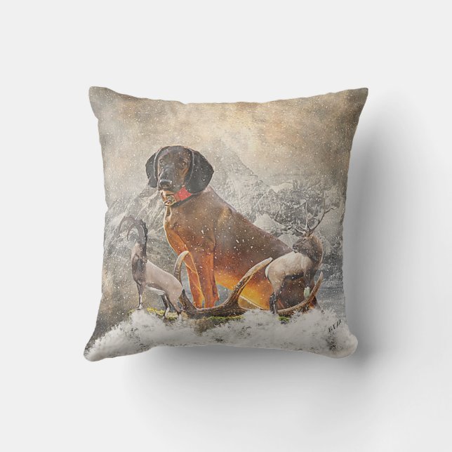 Bavarian Mountain Hound,  Art Throw Pillow (Back)