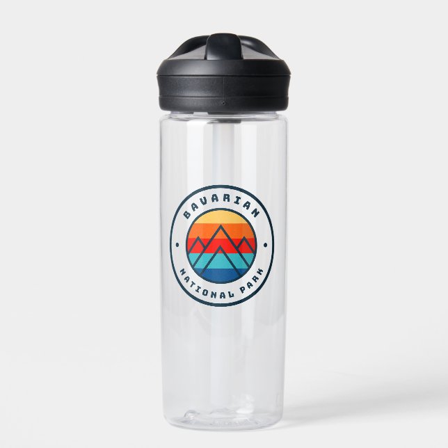 Bavarian National Park Germany Minimalist Mountain Water Bottle (Front)