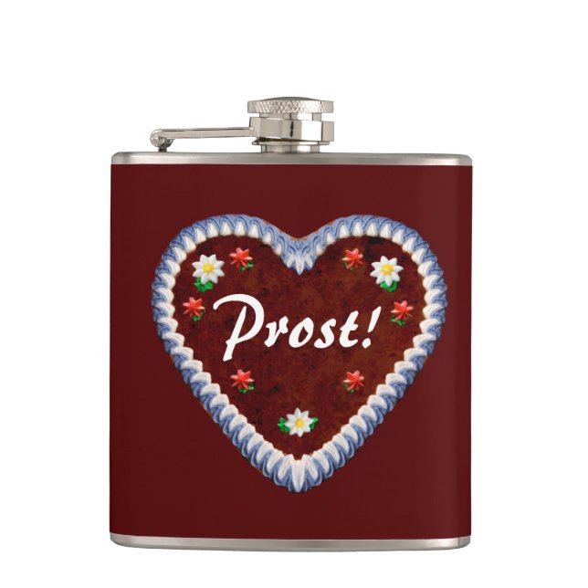 Bavarian Oktoberfest Heart Hip Flask (Front)