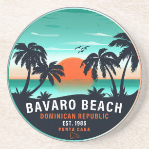 Bavaro Beach Dominican Retro Sunset Souvenir 60s Coaster