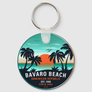 Bavaro Beach Dominican Retro Sunset Souvenir 60s Keychain