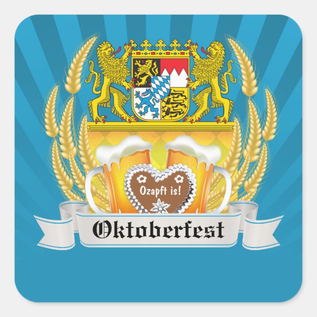 Bavarois Armoiries et bières Oktoberfest Sticker (Devant)