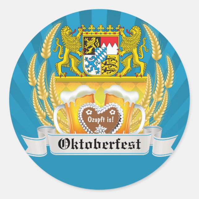 Bavarois Armoiries et bières Oktoberfest Sticker (Devant)