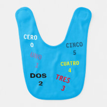 Baby Bib EN ESPANOL/ MOTS & NUMÉROS / Mmétropolim