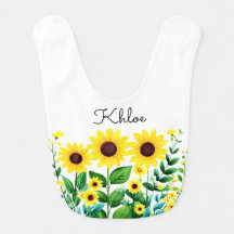 Bavoir bébé tournesol personnalisé avec votre text