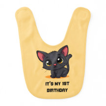 Chat noir mignon Birthday Baby Bib