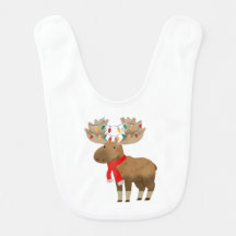 Christmas Moose Baby Bib