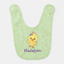 Bavoir Mignon bébé poussin Kawaii personnalisé vert