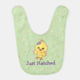 Bavoir Mignon bébé poussin Kawaii personnalisé vert bébé