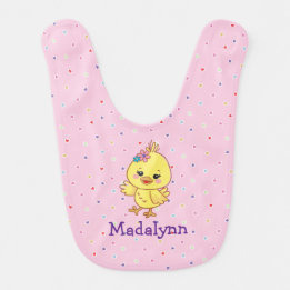 Bavoir Mignon bébé poussin Kawaii rose personnalisé