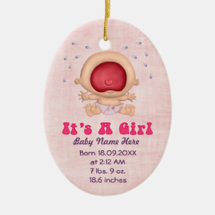 Bawling Baby - Girl Announcement Keepsake Ceramic Ornament