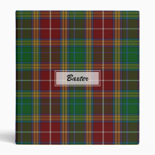 Baxter Clan Tartan Plaid Binder