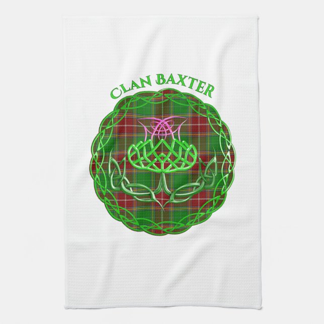 Baxter Scottish Tartan Celtic Thistle Kitchen Towel (Vertical)