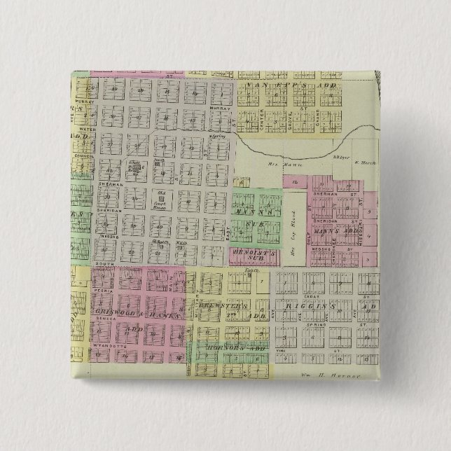Baxter Springs, Cherokee County, Kansas 2 Inch Square Button (Front)