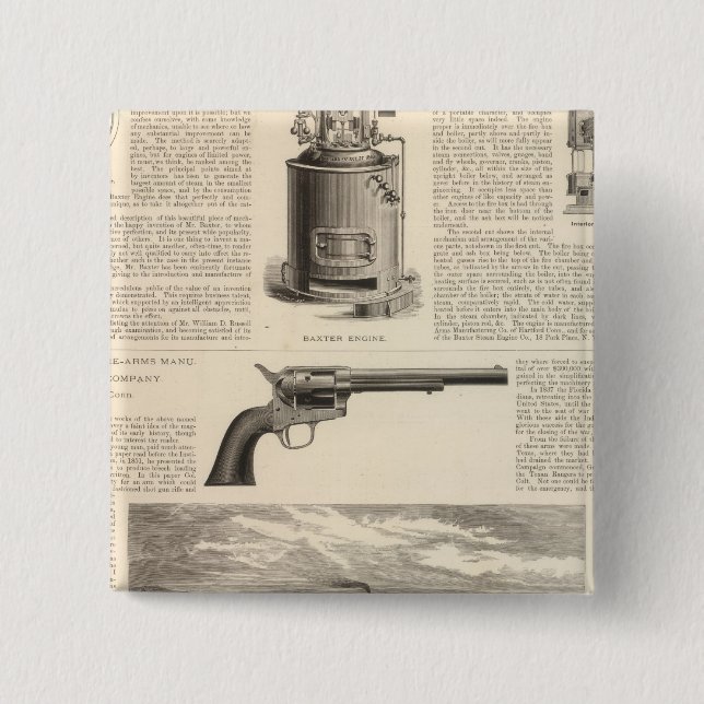 Baxter Steam Engine Company 2 Inch Square Button (Front)