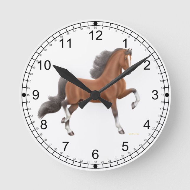 Bay American Saddlebred Horse Wall Clock (Front)