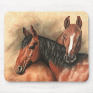 Bay and chestnut horses mouse pad