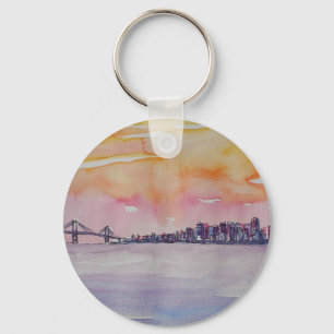 Bay Area Skyline San Francisco With Oakland Bridge Keychain