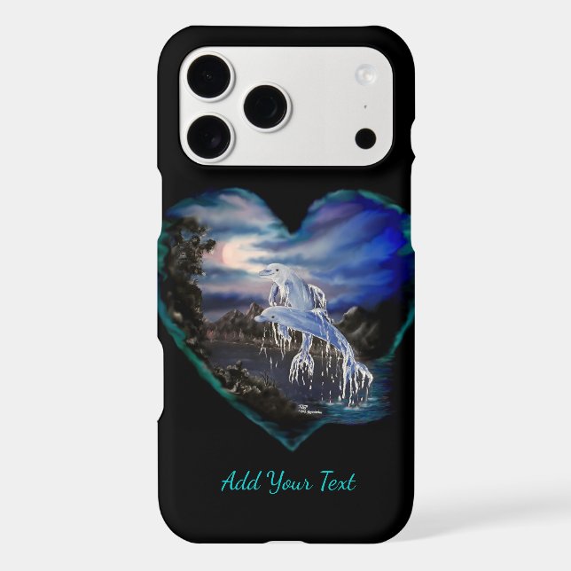 Bay at Night , Dolphin Love , Add Your Text (Back)