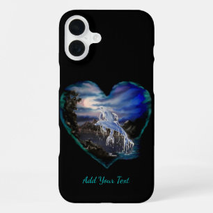 Bay at Night , Dolphin Love , Add Your Text iPhone 16 Plus Case