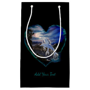 Bay at Night , Dolphin Love , Add Your Text Small Gift Bag