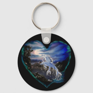 Bay at Night , Dolphin Love Keychain