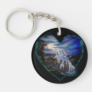 Bay at Night , Dolphin Love Keychain
