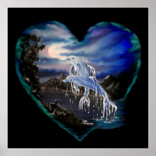 Bay at Night , Dolphin Love Poster
