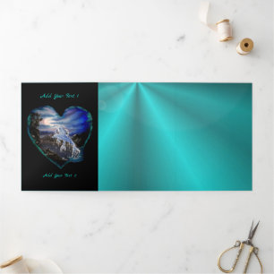 Bay at Night , Dolphin Love Tri-Fold Invitation