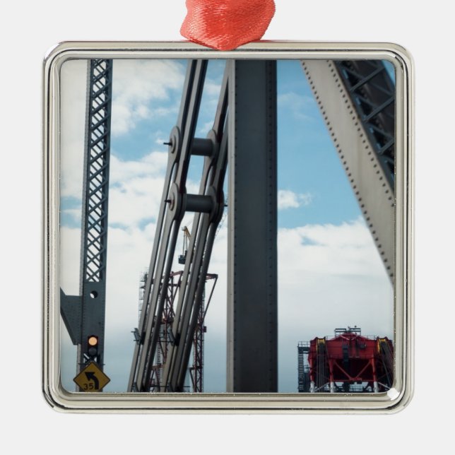 Bay Bridge and Construction Metal Ornament (Front)