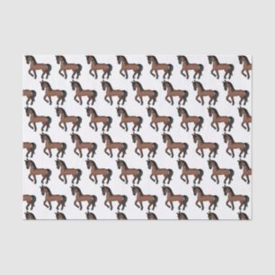 Bay Brown Cute Cartoon Trotting Horse Pattern Tissue Paper