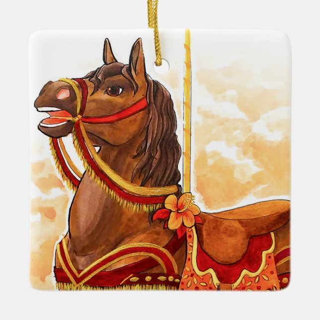 Bay Carousel Horse Ornament (Front)