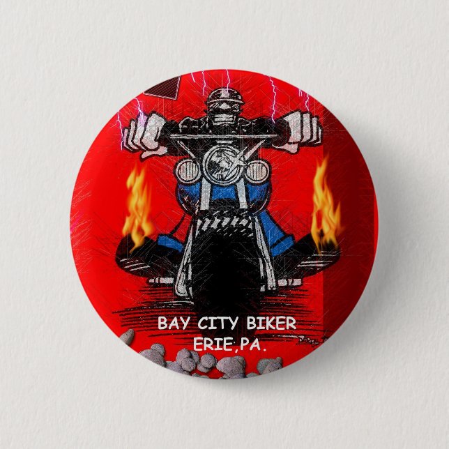 BAY CITY BIKER    (BUTTONS) 2 INCH ROUND BUTTON (Front)