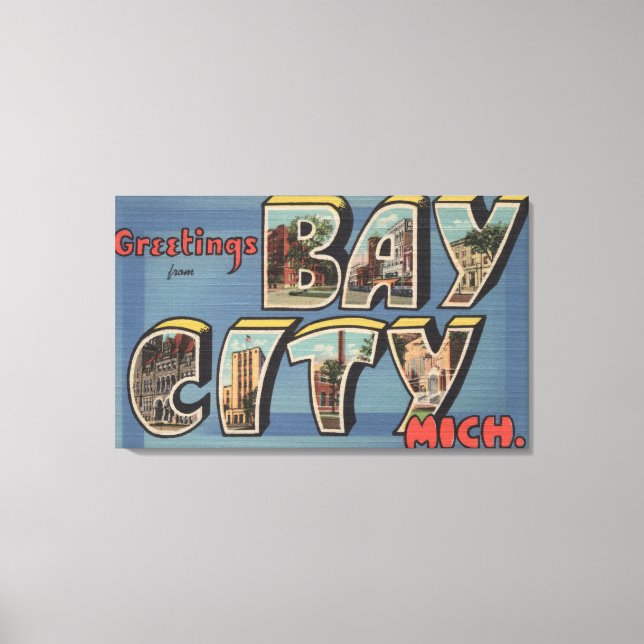 Bay City, Michigan - Large Letter Scenes 2 Canvas Print (Front)
