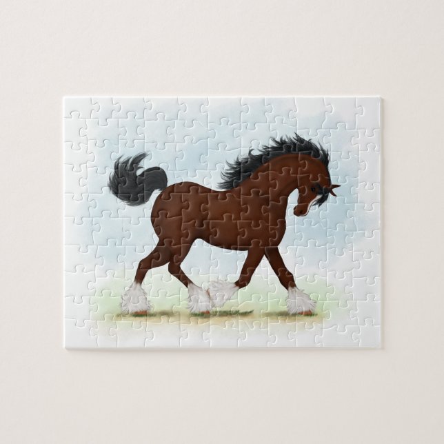 Bay Clydesdale Horse Draught Breed Equestrian Jigsaw Puzzle (Horizontal)