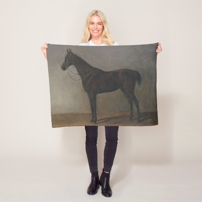 Bay Gelding Horse (by Albrecht Adam) Fleece Blanket (In Situ)